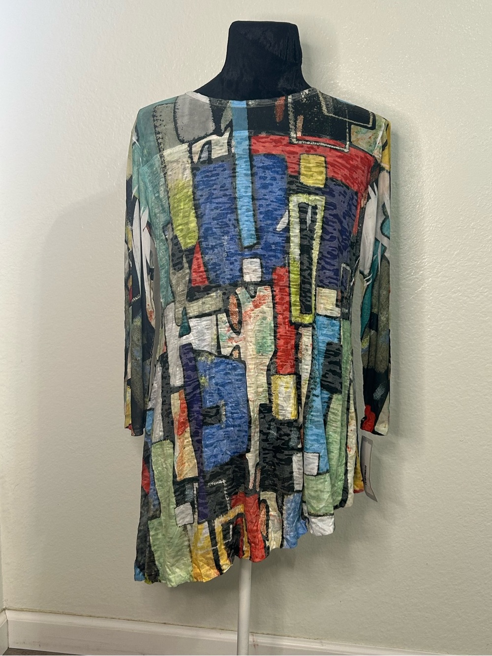 Jess & Jane Abstract Art Print Top Small NWT
